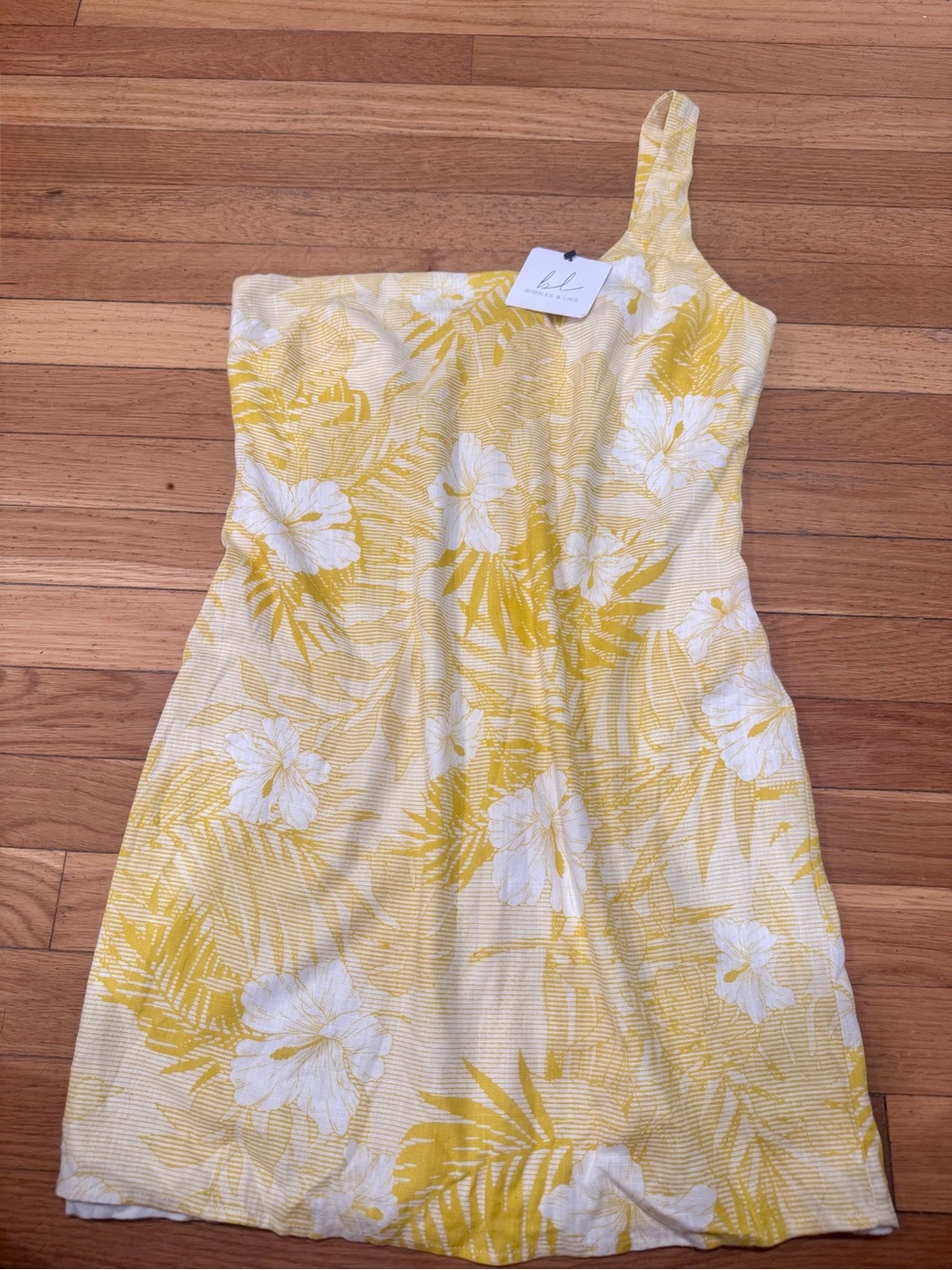 Butter yellow one shoulder mini dress